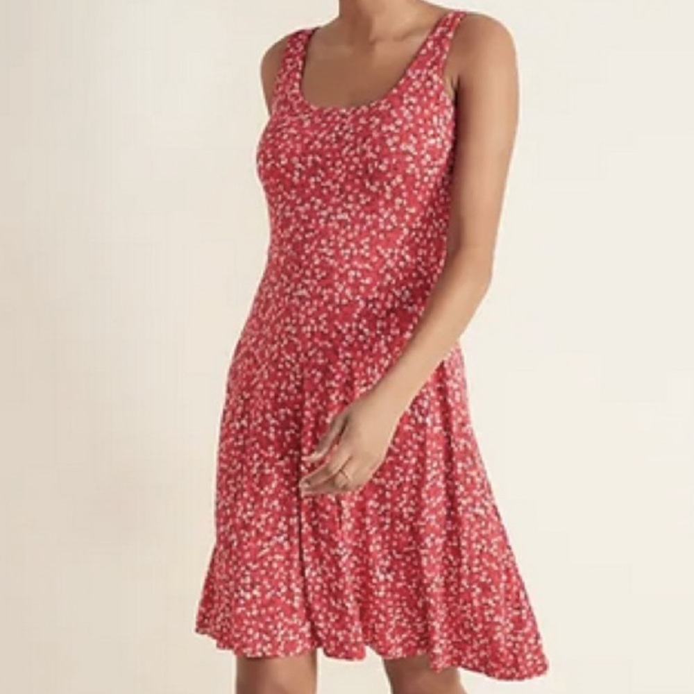 Old Navy red floral sleeveless stretchy mini dress